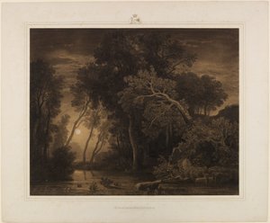 Folyóparti táj felkelő holddal alkotó: Johann Wilhelm Schirmer