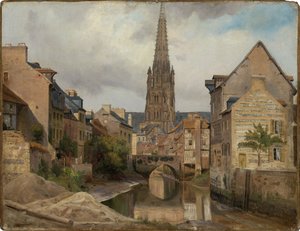 Harfleur Le Havre közelében (kilátás Saint Martinra) alkotó: Johann Wilhelm Schirmer