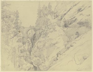 Via Mala, fent a kőhíd alkotó: Johann Wilhelm Schirmer
