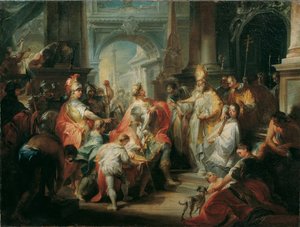 Szent Ambrus megtagadja Theodosius császár belépését a milánói dómba