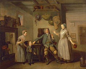David Garrick és Mary Bradshaw a Farmers Return című filmben, David Garricktől, 1762 körül alkotó: Johan Joseph Zoffany