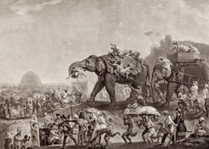 Hyderbeck nagykövetsége Kalkuttában, az oudei vezírtől, Patna útján, 1788-ban, találkozásig Lord Cornwallis-szal, publikáció 1800 körül (mezzotint) alkotó: Johan Joseph Zoffany