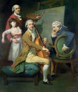 Önarckép lányával, Mária Teréziával (?) és esetleg Giacobbe és James Cervettoval (?) 1779 körül (olaj, vászon)