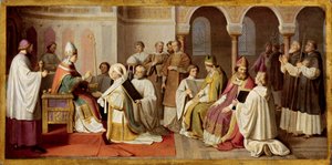 Bonifác megkapja a püspöki felszentelést a pápától alkotó: Johann von Schraudolph