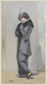 Álló hölgy hosszú szőrmekabátban alkotó: Johannes Abraham Mondt