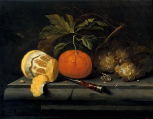 Gyümölcsök az asztalon Kőterítés, c1653-1659 alkotó: Johannes Borman