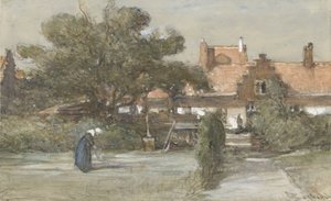 A Heilige Geesthofje udvara a hágai Paviljoensgrachton alkotó: Johannes Bosboom