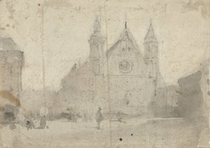 Kilátás a Ridderzaalra a Binnenhofnál