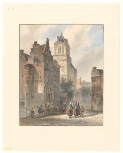 Kilátás Delft városházára alkotó: Johannes Bosboom