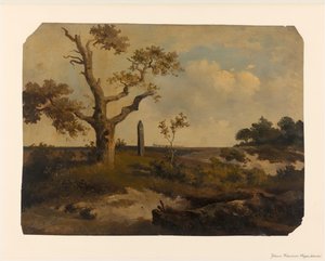 Táj egy vonat előtt alkotó: Johannes Franciscus Hoppenbrouwers (signed by artist)