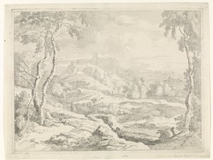 Táj pásztorokkal Tájak Gaspar Poussin után (sorozat címe) alkotó: Johannes Glauber