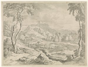Táj pásztorokkal Tájak Gaspar Poussin után (sorozat címe) alkotó: Johannes Glauber