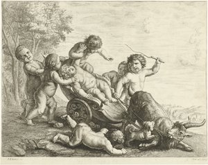 Putti kecskekocsival