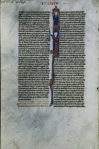 Initial I Elimelekkel és Naomival: Levél egy latin bibliából 1 / 2 kivágott levél, c. 1250. alkotó: Johannes Grusch Atelier
