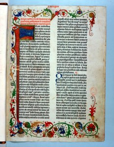 Oldal egy Gutenberg-bibliából, 1455 alkotó: Johannes Gutenberg