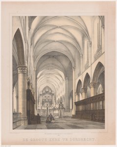 A dordrechti Grote Kerk belseje Dordrechti Nagytemplom (cím a tárgyon) alkotó: Johannes Hermanus van der Heijden