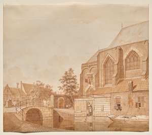 Kilátás az új templomra, Delft alkotó: Johannes Huibert Prins