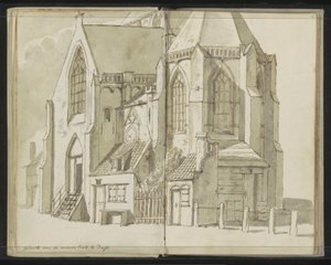 A Nieuwe Kerk oldalnézete Delftben alkotó: Johannes Huibert Prins