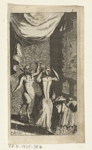 A büszke ördög Simon de Vries könyvillusztrációja, a hét ördög uralkodik és szolgálja a Hedendaeghsche Dienstmaegden, Amszterdam, 1682