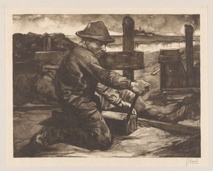 Dolgozó csavarkulccsal alkotó: Johannes Josephus Aarts (signed by artist)