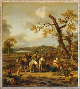 Halte de paysans allant au marche - Pihenő gazdák a piacra menet ... alkotó: Johannes Lingelbach