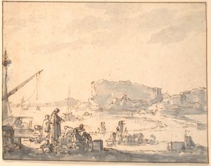 Kikötői táj alkotó: Johannes Lingelbach
