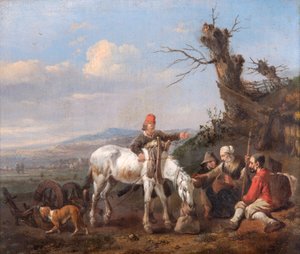 "Táj pihenő utazókkal", 17. század