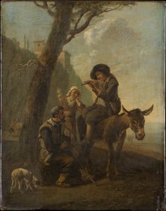 Fa alatt pihenő római pásztorcsalád alkotó: Johannes Lingelbach