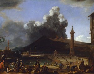 Nápoly kikötője a Vezúv kitörésével, Johannes Lingelbach (1622-1674), Olaszország alkotó: Johannes Lingelbach