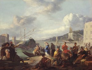 Kikötő képe, 1666 alkotó: Johannes Lingelbach