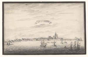 Colombo kilátása De Stadt és Kastel Von Colombo. On The Eijland Ceijlon (cím az objektumon) alkotó: Johannes Rach (possibly)