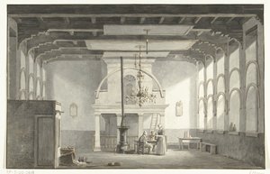 A dordrechti Kloveniersdoelen csarnoka, ahol 1618-1619 között tartották a Nemzeti Zsinatot, 1836 alkotó: Johannes Rutten (signed by artist)