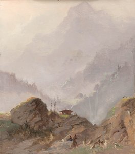 Hegyi táj Tirolban zergével alkotó: Johannes Tavenraat