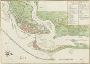 Recife városának (Brazília) akvarell diagramja a 17. században