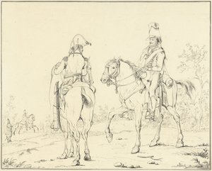 Két francia lovas katona lovon alkotó: Johannes Vinkeles