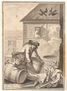 Jens Blok és Gunild. Illusztráció Ludvig Holberghez: Peder Paars 1772. (2. könyv, 3. dal)