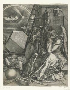 Melankólia Melencolia I (cím a tárgyon)
