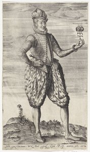 Ismeretlen férfi szegfűvel Verganckeliick dan (cím a tárgyon) alkotó: Johannes Wierix