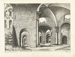 Kilátás Diocletianus fürdőjére Római romok, 1561 (sorozat címe)