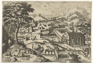 Táj Szent Jeromossal hieronimus in deserto (cím a tárgyon) Tájak keresztény történetekkel (sorozat címe) alkotó: Johannes of Lucas van Doetechum