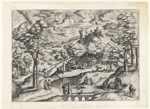 Táj Krisztus keresztségével Tájak keresztény történetekkel (sorozat címe) alkotó: Johannes of Lucas van Doetechum