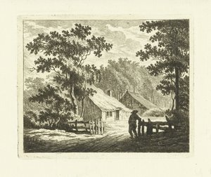 Táj farm és udvar kerítéssel