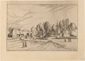 Vidéki falu templomtoronnyal alkotó: Johannes van Doetechum, the Elder and Lucas