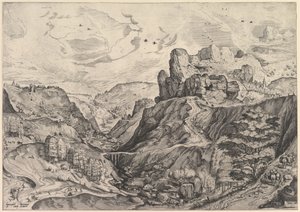 Alpesi táj mély völgytel a The Large Landscapesből, kb. 1555-56.