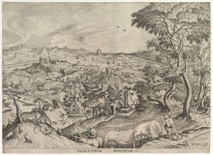A belga vagon Plaustrum Belgicum a Nagy tájakból, kb. 1555-56. alkotó: Johannes van Doetecum I