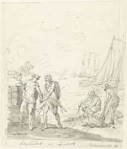 Kereskedelem és hajózás, dekoráció a Nieuwmarkton, 1795 Kereskedelem és tengerészet (cím a tárgyon) alkotó: Johannes van Dregt (rejected attribution)