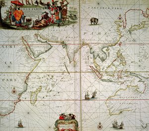 Afrika, India, Indiai-óceán és Kelet-India térképe