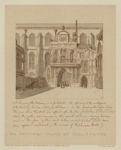 Déli kilátás a Guildhall bejáratára, City of London (litho) alkotó: John (after) Carter