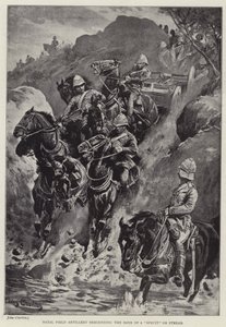 Natal Field Tüzérség a "Spruit" vagy a patak partján leszállva (litho)