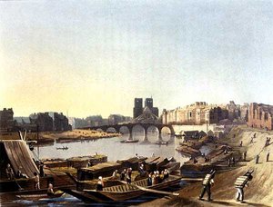 Notre Dame, a "Nézetek a Szajnán" című művéből, Daniel Havell (1785-1826) metszete, R. Ackermann (1764-1834) kiadója, 1821 (színes litó) alkotó: John (after) Gendall